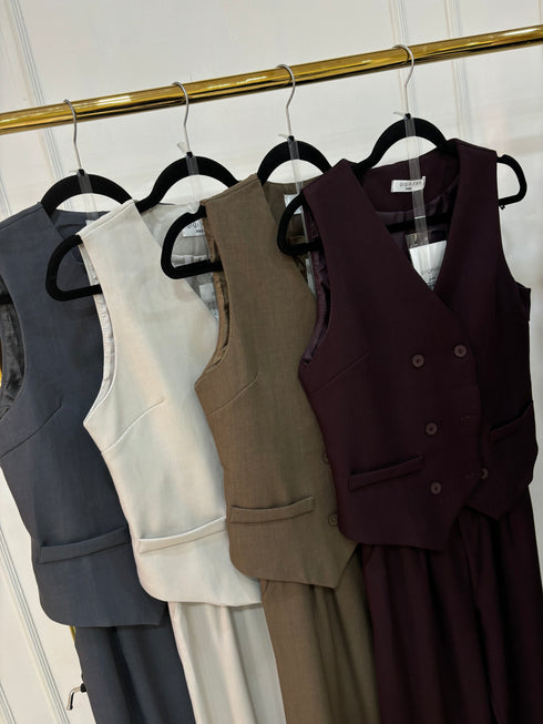 Double Breasted Waistcoat With Trousers Sets